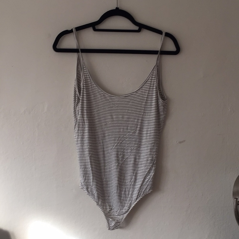 black and white stripe bodysuit